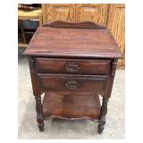Vintage Solid Wooden 2-Drawer Nightstand End Table