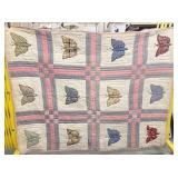 Butterflies Applique Vintage Handmade Quilt with