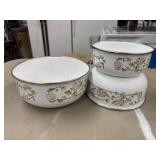 3pc Vintage Kobe Kitchen Enamelware Nesting Bowls
