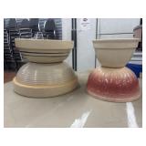 4 Vintage Stoneware Bowls, Beehive Style, Pink,