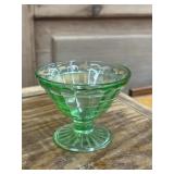 Vintage Uranium Block Optic Footed Sherbet 3' Dish