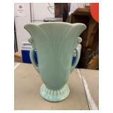 Vintage Seafoam Green Footed Vase with Handles