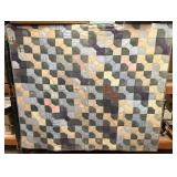 1930s Bow Tie Patchwork Quilt, Handmade 76' x 86'
