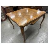 Vintage French Oak Parquet Top Draw Leaf Table,