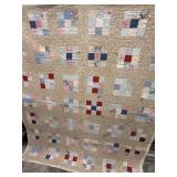 1920-1930ï¿½s VINTAGE NINE PATCH QUILT. 78ï¿½x70ï¿½.