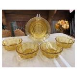 5pc Amber Glass Salad Bowls Set