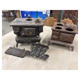 Two Vintage Miniature Cast Iron Stoves