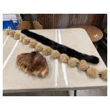 Vintage Fur Scarves & Hat with Crochet Inside