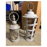 2 Round Metal Decorative Lanterns, Short & Tall.