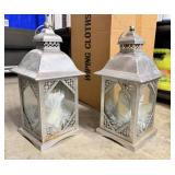 2 Gray Metal Decorative Lanterns