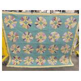 Turquoise Dresden Plate Diamond Center Feed Sack