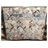 Antique Pinwheel Strip Feed Sack Handmade Quilt