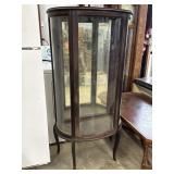 Petite Antique Mahogany Curved Glass Curio Cabinet