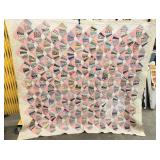 Grandmotherï¿½s Fan Vintage Handmade Quilt