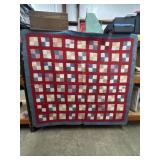 "Four Patch" Thick Vintage Handmade Quilt Has R