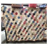 "Hexagon Chains" Vintage Handmade Quilt