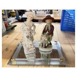 Victorian Style Boy & Girl Figurines. One marked