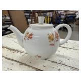 Vintage Teapot, White with Orange Flowers, Marked