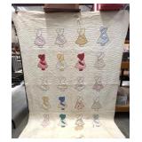"Dutch Doll" Vintage Handmade Quilt, Lightweight,