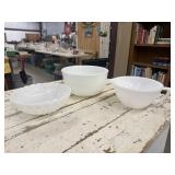 3 White Milk Glass Pieces- Fire King Batter Bowl,