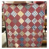 "Sawtooth" Antique 1900s Handmade Quilt. Some