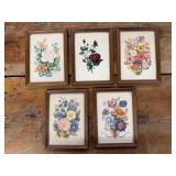 5pc Small Floral Hanging Pictures