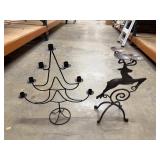 Tall Metal Christmas Tree Candelabra and Reindeer
