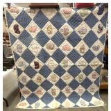"Butterfly Quilt" Blue/White Checkered Pattern