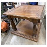 Vintage Open Bottom Wooden Side Table, Petite