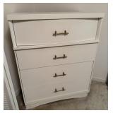White Mid-Century Chest of Drawers with Golden