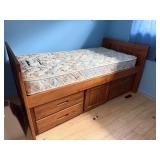 Vintage Twin Size Platform Bed with Built-In