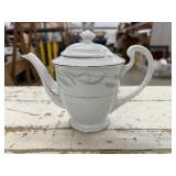 Valmont China Vintage Teapot White with Blue