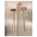 Vintage Swing Blade, Axe, and Sledgehammer. 3ft