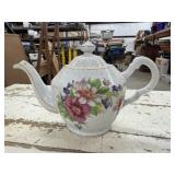 Vintage Floral Teapot with Gold Trim , Marked
