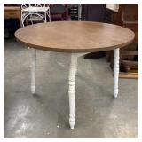 Round Kitchen Table, Wood Style Top w/White Legs