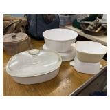 6pc White Corning Ware Baking Serving Dishes and
