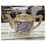 Vintage Luster-Ware Floral Teapot, Marked Made in