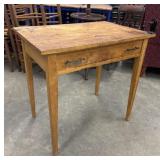 Primitive Wooden School Desk Table with Drawer
