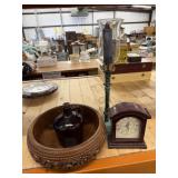 Wallace Clock, Metal Candlestick, Wood Carved