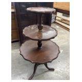 Antique 3-tier mahogany "pie crust" table