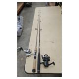 2 fishing reels and rods