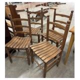 4 Vintage Wood Ladder Back Dining Chairs