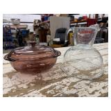 Purple Pyrex Serving Dish with Lid, Clear Mixing