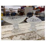 Large Crystal Footed Candy Bowl with Lid and