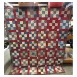 "Nine Patch" Handmade Vintage 1960s Quilt,