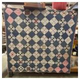 Nine Patch in Diamonds Vintage Handmade Quilt