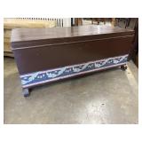 Cedar Dark Wood Chest with Floral Boarder