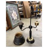 Vintage Black & Gold Metal Swing Arm Table Lamp,