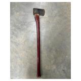 Vintage Red Wood Handle Axe Tool