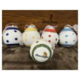 Vintage porcelain polka dot ornaments from the